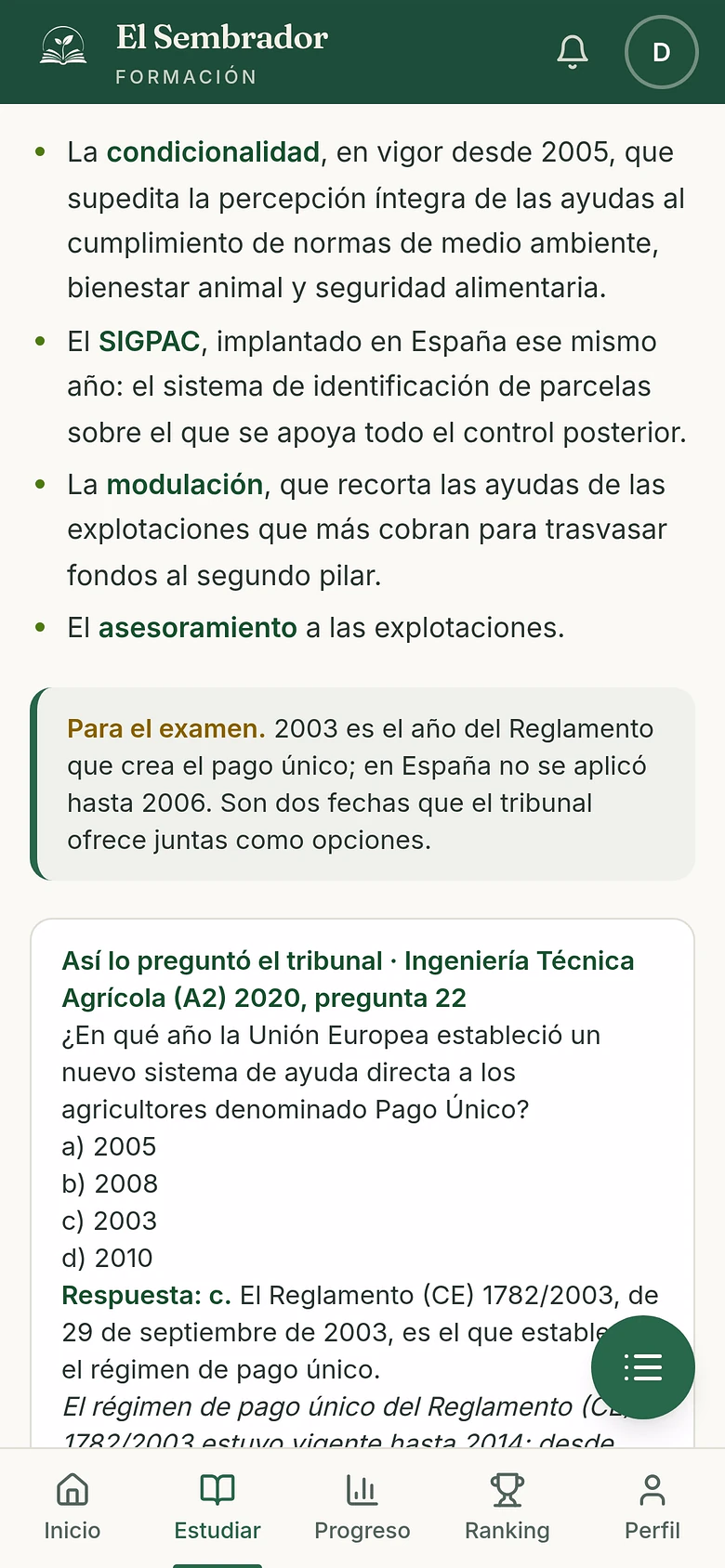 Un tema del aula con la pregunta tal como la puso el tribunal en un examen oficial